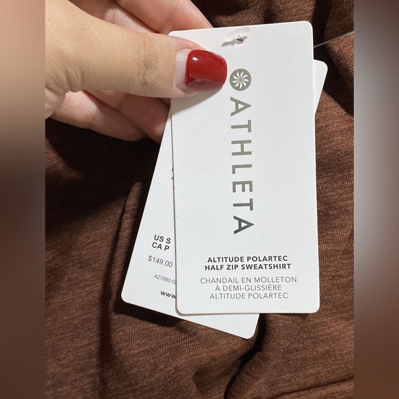 ATHLETA Altitude Polartec Half Zip Sweatshirt // Mahogany Heather - Picture 8 of 15